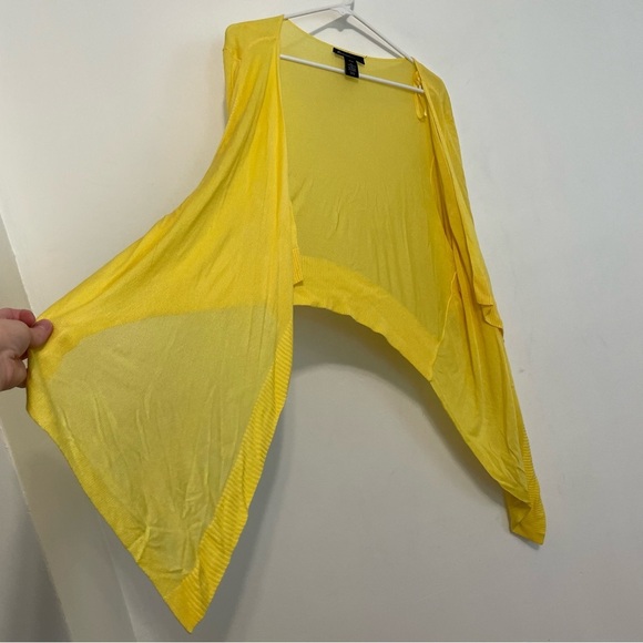 LANE BRYANT Plus Size Bright Yellow Open Drape Front Waterfall Cardigan Sweater - Picture 8 of 15